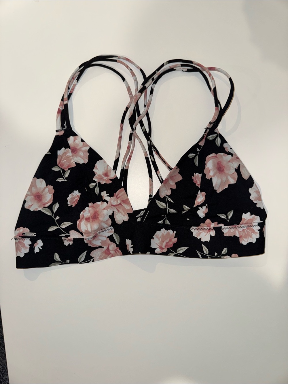 PINK Victoria's Secret Black Bralette with Blush Pink Floral Print